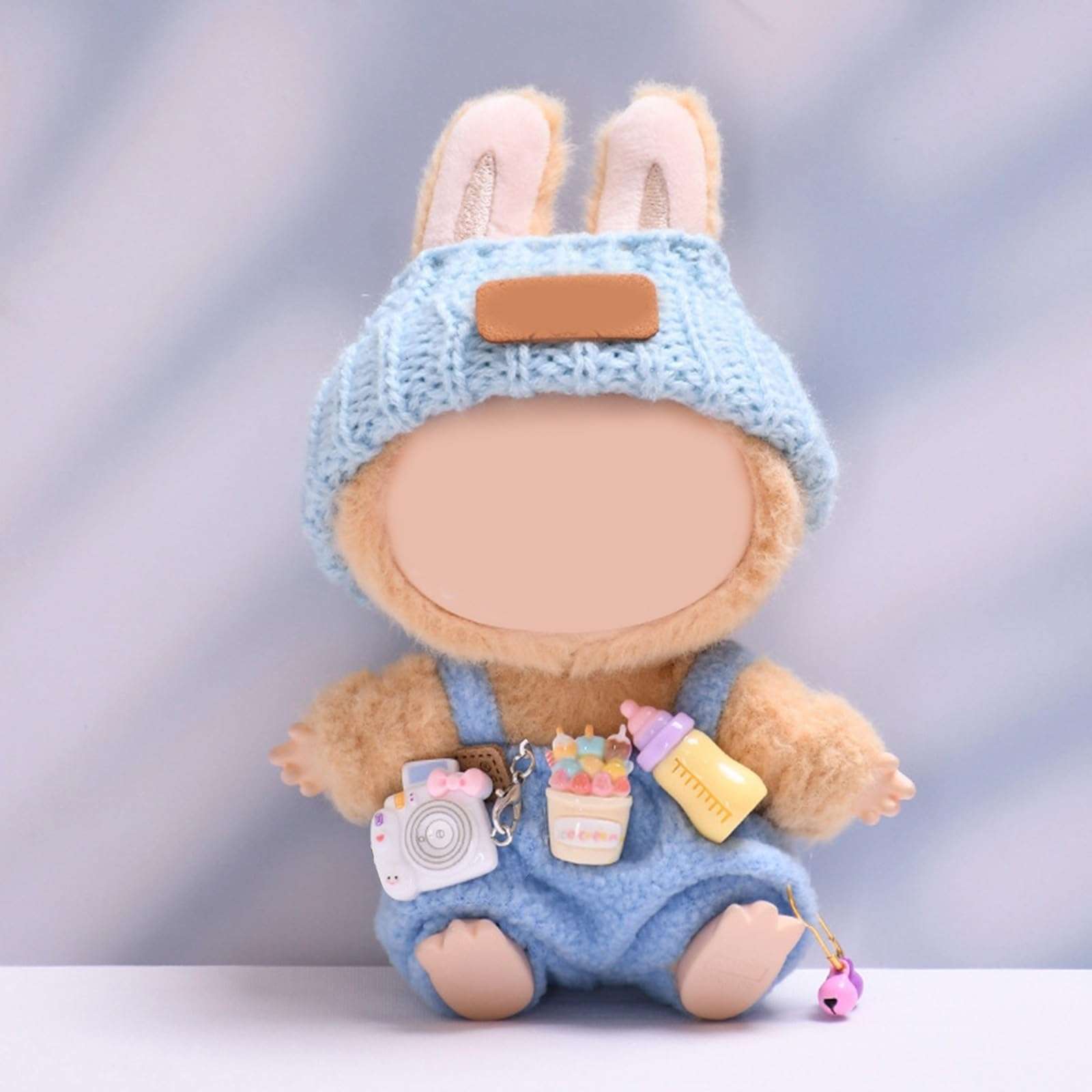 17cm Clothes Set for Dog NO Doll , Hat and Dress Set for dogs Accessories Suit, Cute Outfit for Labubu Dress up Purple