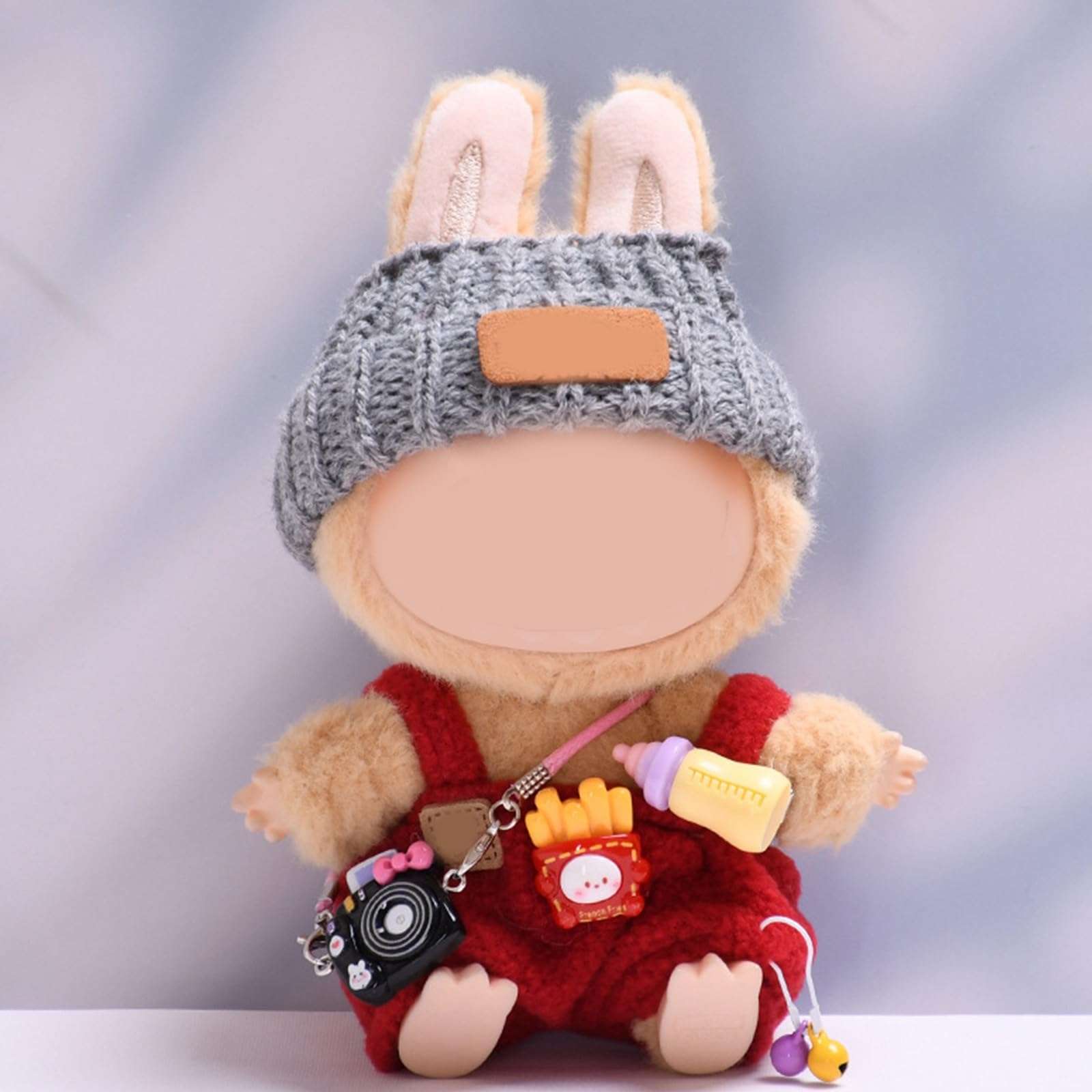 17cm Clothes Set for Dog NO Doll , Hat and Dress Set for dogs Accessories Suit, Cute Outfit for Labubu Dress up Purple