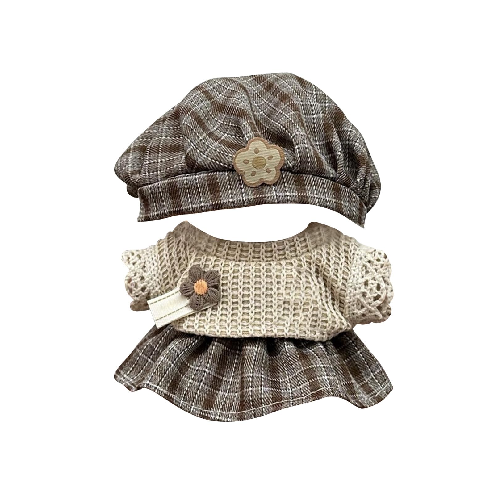 17cm Clothes Set for Dog NO Doll , Hat and Dress Set for dogs Accessories Suit, Cute Outfit for Labubu Dress up Purple