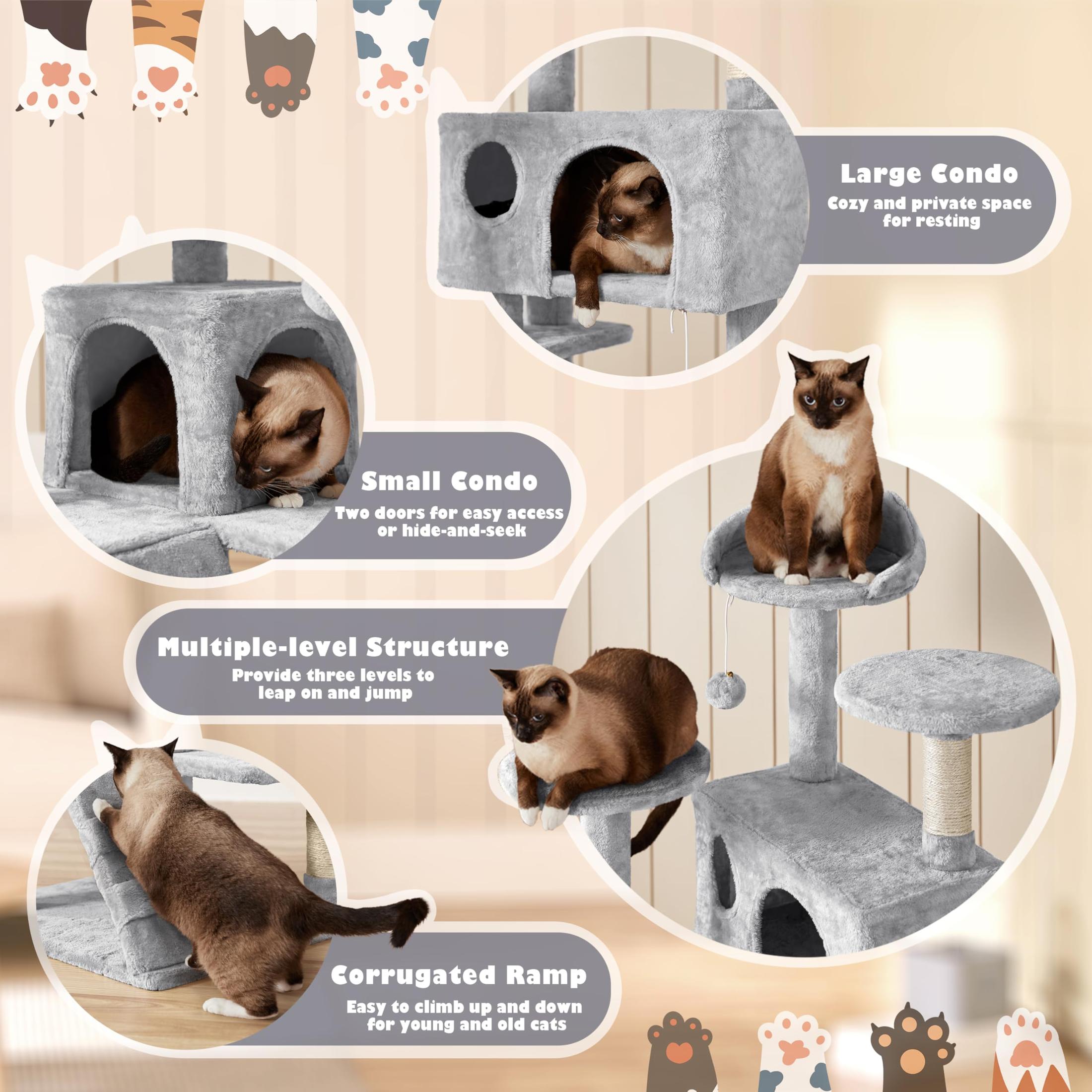 Yaheetech 54in Cat Tree Tower Condo Furniture Scratch Post for Kittens Pet House Play