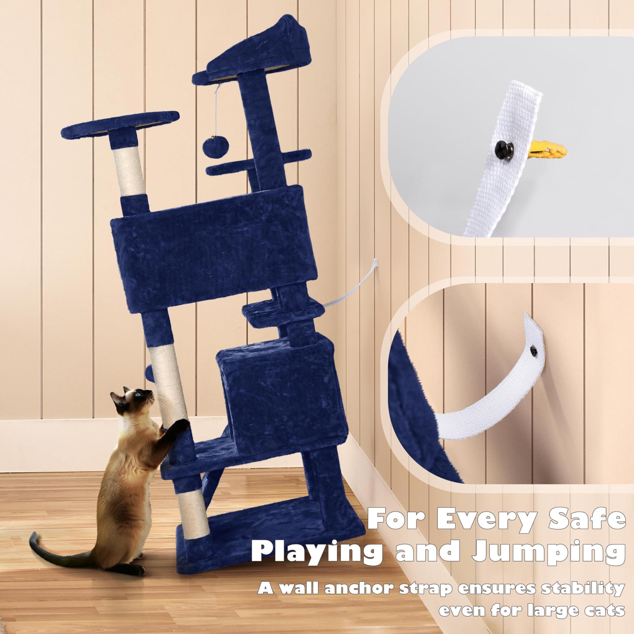 Yaheetech 54in Cat Tree Tower Condo Furniture Scratch Post for Kittens Pet House Play
