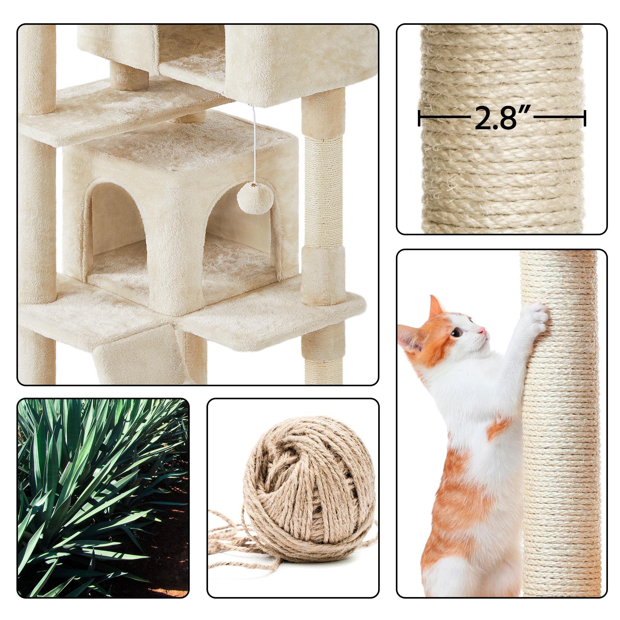 Yaheetech 54in Cat Tree Tower Condo Furniture Scratch Post for Kittens Pet House Play