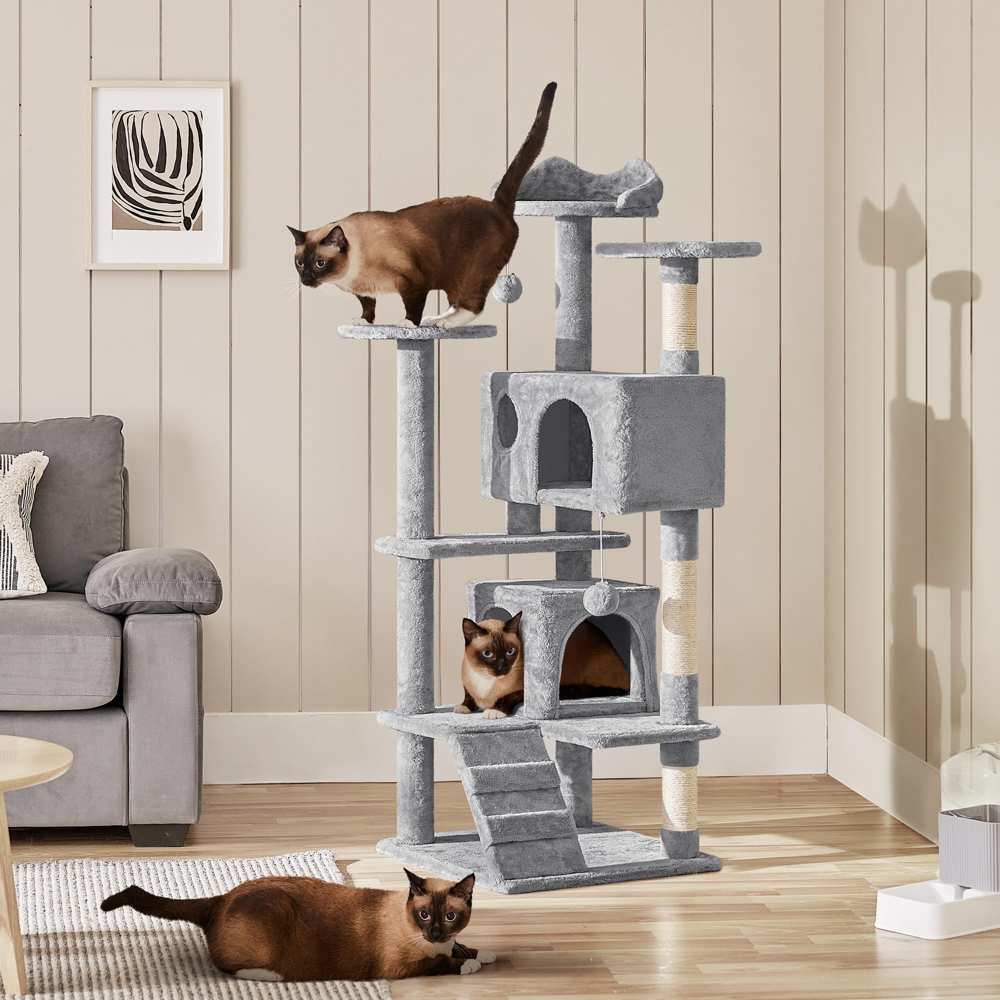 Yaheetech 54in Cat Tree Tower Condo Furniture Scratch Post for Kittens Pet House Play