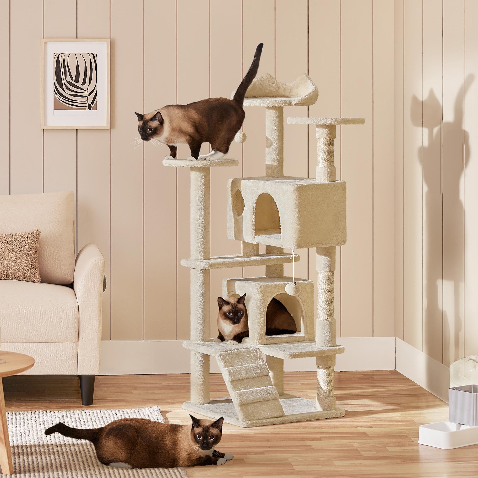 Yaheetech 54in Cat Tree Tower Condo Furniture Scratch Post for Kittens Pet House Play