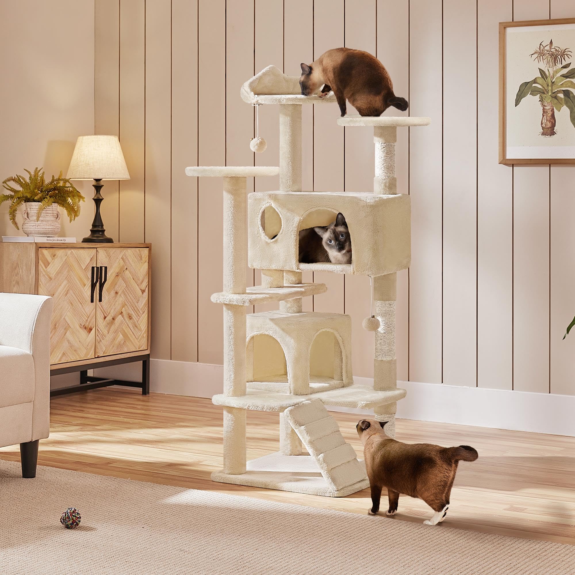 Yaheetech 54in Cat Tree Tower Condo Furniture Scratch Post for Kittens Pet House Play