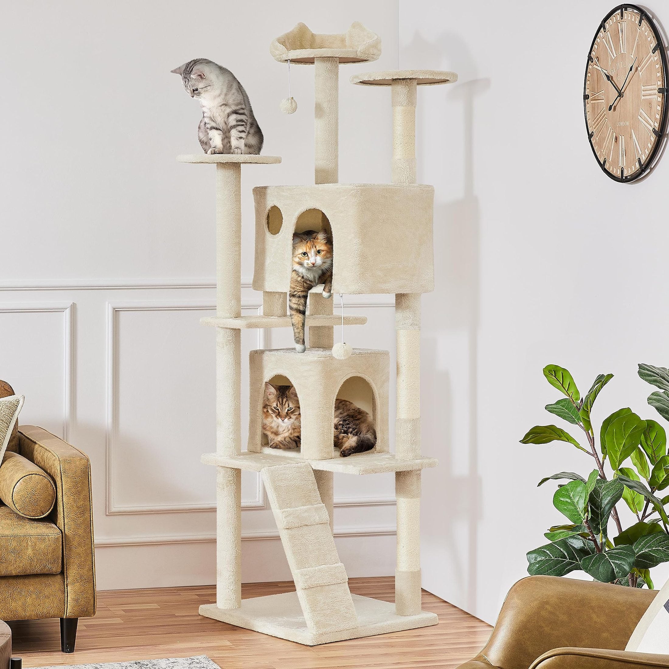 Yaheetech 54in Cat Tree Tower Condo Furniture Scratch Post for Kittens Pet House Play
