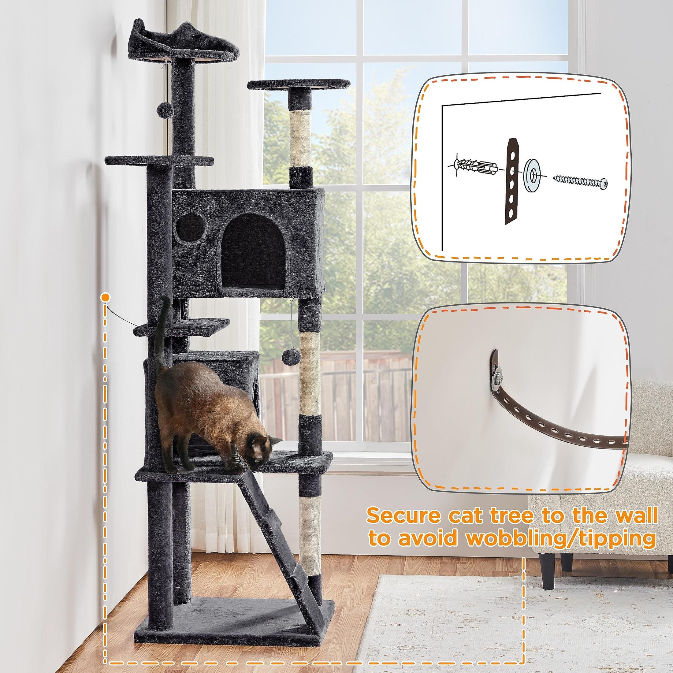 Yaheetech 54in Cat Tree Tower Condo Furniture Scratch Post for Kittens Pet House Play