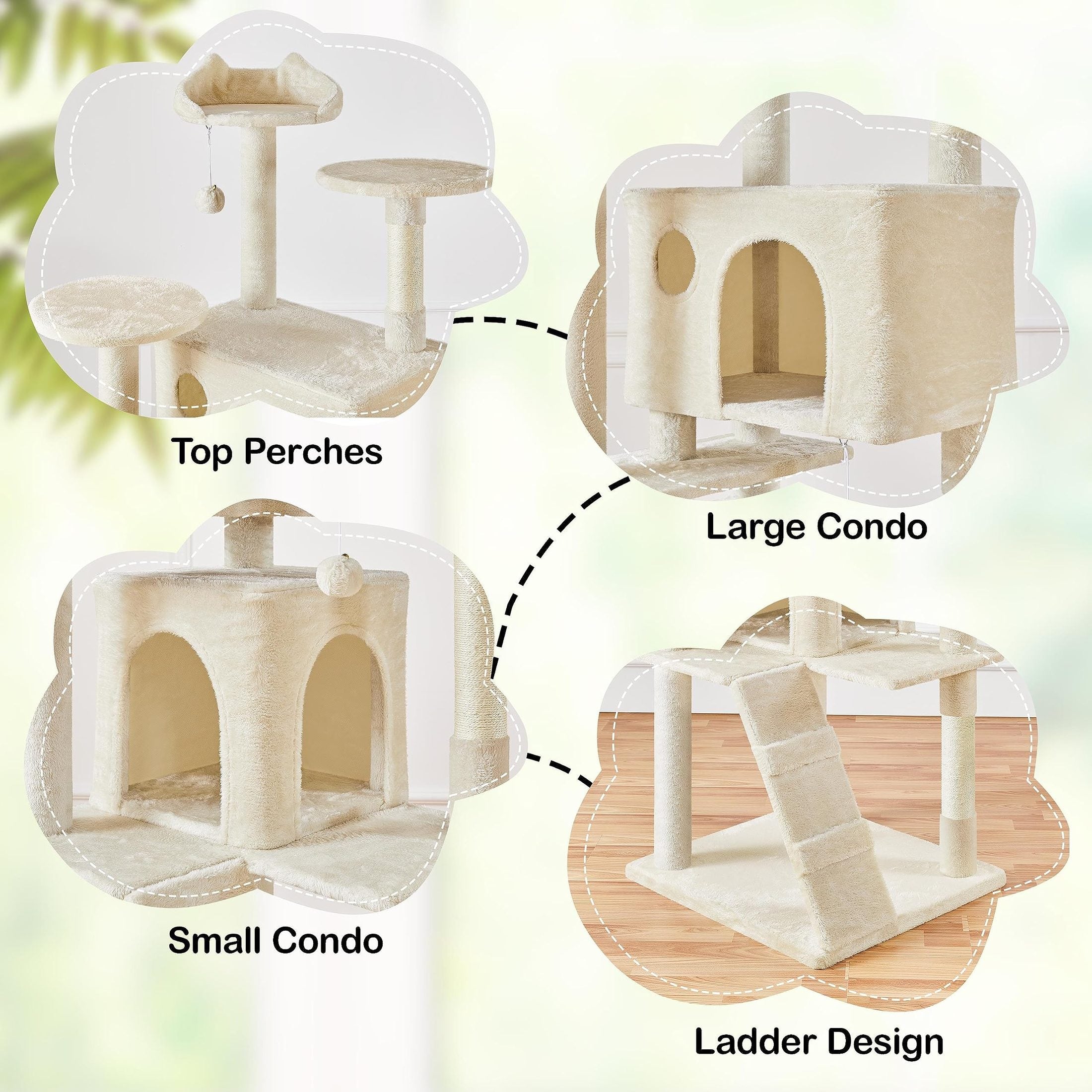 Yaheetech 54in Cat Tree Tower Condo Furniture Scratch Post for Kittens Pet House Play