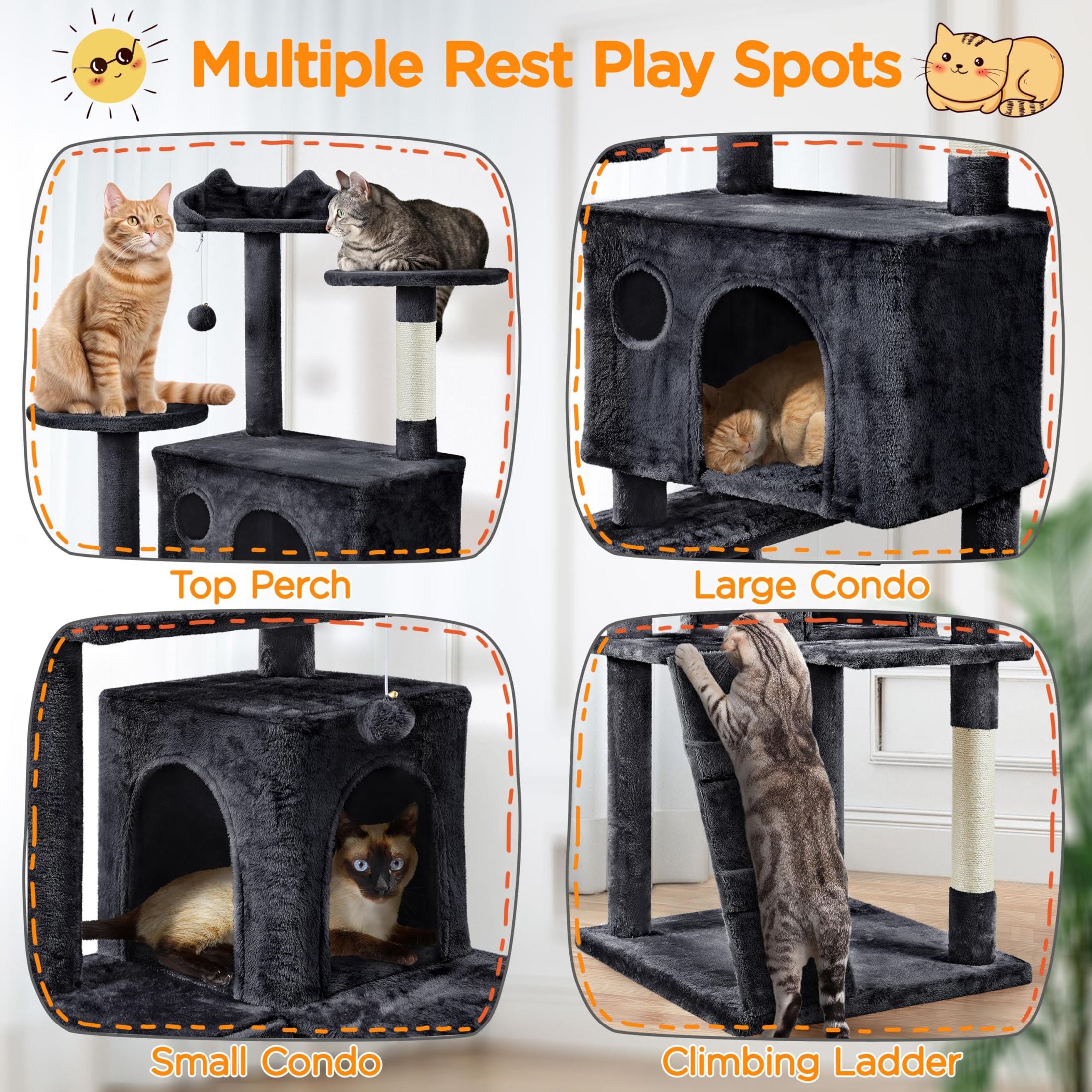 Yaheetech 54in Cat Tree Tower Condo Furniture Scratch Post for Kittens Pet House Play