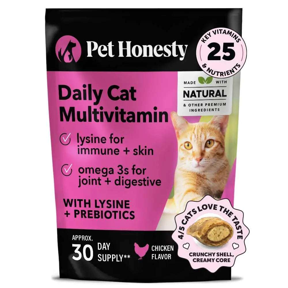 Pet Honesty Cat Multivitamin Crunchy & Creamy Chews - Cat Treats for Health + Immune, Cat Joint Support, Skin & Coat, & Digestion - Omega 3s, Lysine & Probiotic Cat Vitamins - 30 Day Supply Pet palace shop