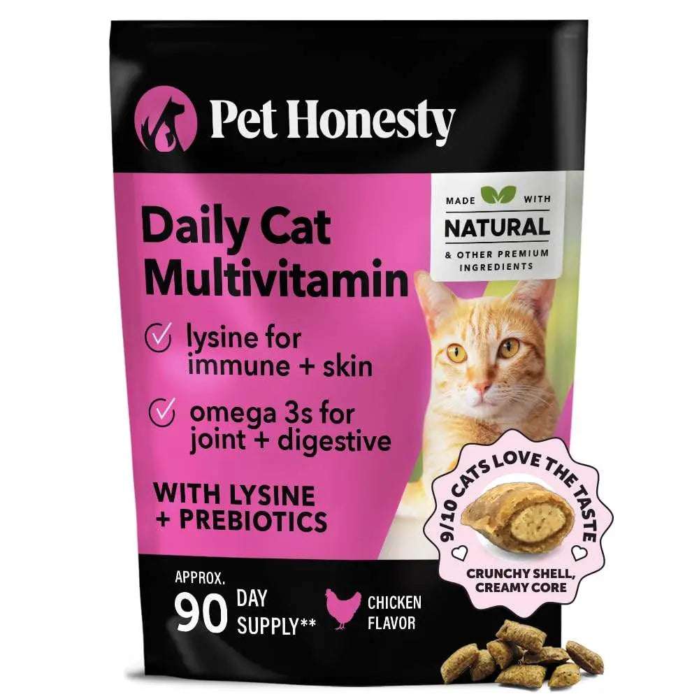 Pet Honesty Cat Multivitamin Crunchy & Creamy Chews - Cat Treats for Health + Immune, Cat Joint Support, Skin & Coat, & Digestion - Omega 3s, Lysine & Probiotic Cat Vitamins - 30 Day Supply Pet palace shop