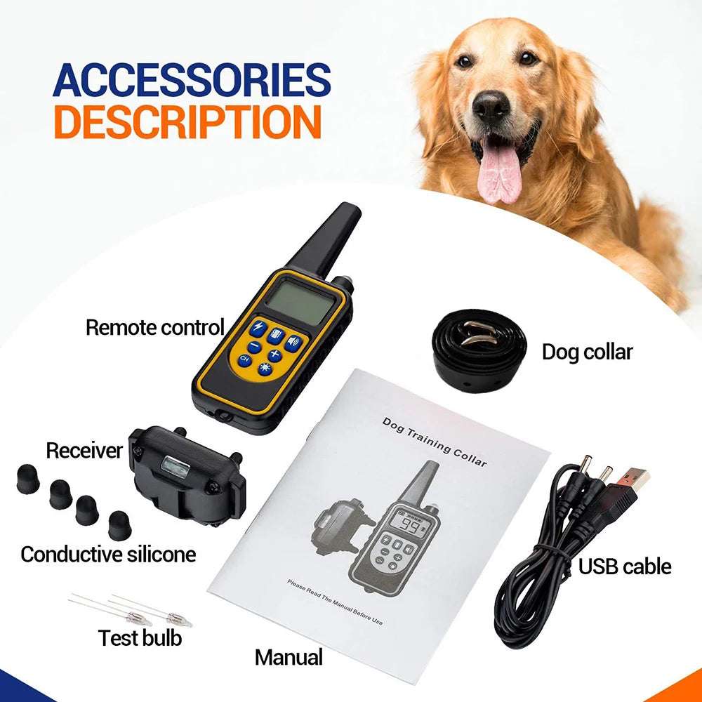 Electric Dog Training Collar Detachable Bark Rechargeable Anti Barking Shock Vibration Collar for All Dogs Pet with Clicker