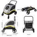Premium Dog Stroller Pram 4 Wheel Foldable Cart Travel Walk Pet Jogger Wagon for Small Medium Large Dogs