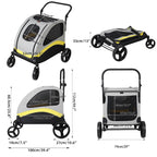 Premium Dog Stroller Pram 4 Wheel Foldable Cart Travel Walk Pet Jogger Wagon for Small Medium Large Dogs