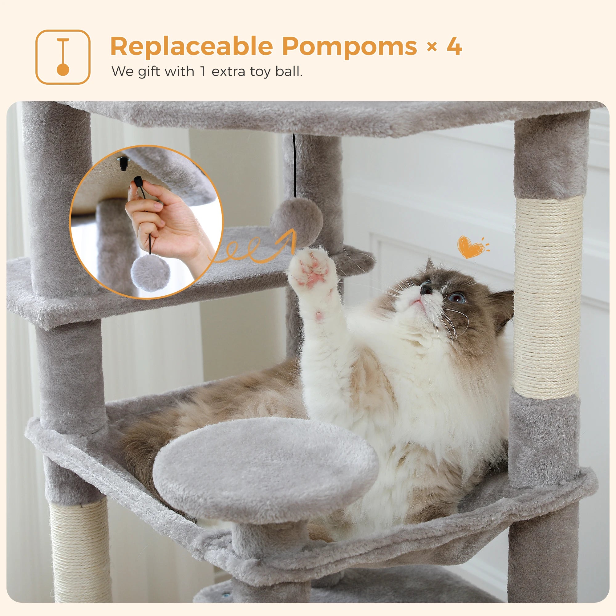 Yaheetech 54 بوصة شجرة القطط برج أثاث الشقق عمود خدش للقطط الصغيرة للعب في منزل الحيوانات الأليفة 