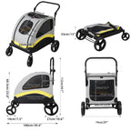 Premium Dog Stroller Pram 4 Wheel Foldable Cart Travel Walk Pet Jogger Wagon for Small Medium Large Dogs