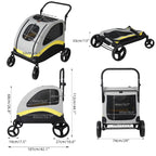 Premium Dog Stroller Pram 4 Wheel Foldable Cart Travel Walk Pet Jogger Wagon for Small Medium Large Dogs